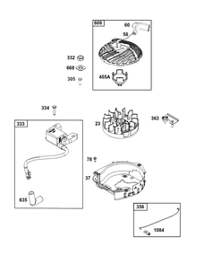 Flywheel, Ignition, And Starter Group Diagram and Parts List for 093J02-0074-H5 020000 - 09Z999 Briggs and Stratton Engine